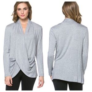 Drape front grey top